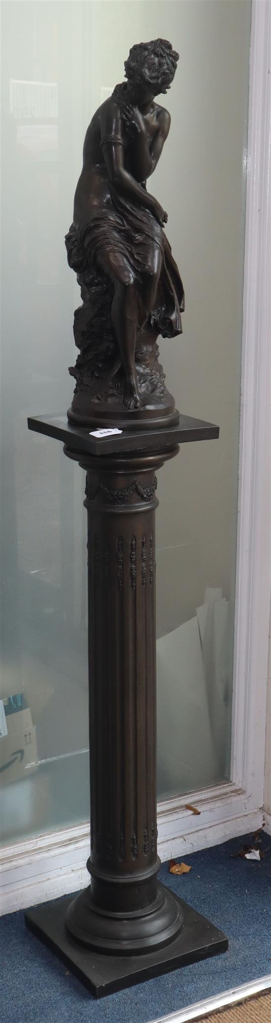 A bronzed resin figure on pedestal total height 170cm